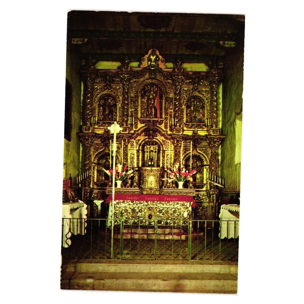 Vintage Mission San Juan Capistrano Postcard Altar Serra Chapel California Tour